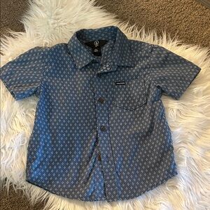 Volcom Blue Patterned Short-Sleeve Button-Down Shirt